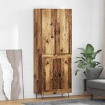 vidaXL Haut Armoire 2 Pièces Bois ancien Bois d'ingénierie et verre