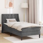 vidaXL Cadre de lit avec matelas Gris foncé 100 x 200 cm Velours