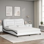 vidaXL Lit avec matelas Hvar blanc et noir 160x200 cm similicuir