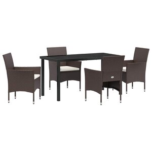 vidaXL Ensemble de salle à manger pour jardin 5 Pièces Marron polyrotin