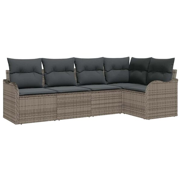 vidaXL Ensemble de canapé de jardin avec stockage 5 Pièces Gris polyrotin