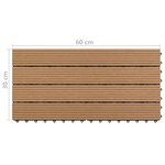 vidaXL Carreaux de terrasse 6 Pièces WPC 60x30 cm 1 08 m² Marron
