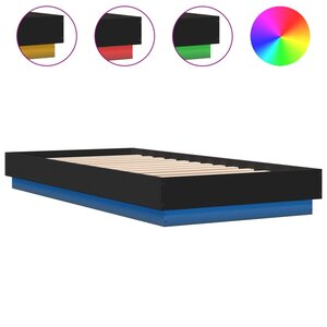 vidaXL Cadre de lit avec lumières LED noir 100x200 cm
