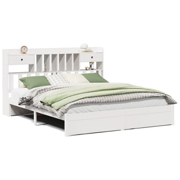 vidaXL Lit bibliothèque sans matelas blanc 180x200 cm bois pin massif