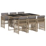 vidaXL Ensemble à manger de jardin coussins 7 Pièces mélange beige rotin