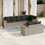vidaXL Salon de jardin 8 Pièces avec coussins gris clair résine tressée