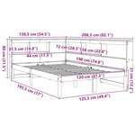 vidaXL Lit bibliothèque sans matelas cire marron 120x190cm pin massif