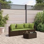 vidaXL Salon de jardin 4 Pièces avec coussins marron résine tressée
