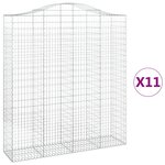 vidaXL Paniers à gabions arqués 11 Pièces 200x50x220/240 cm Fer galvanisé