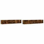 vidaXL Armoires murales 2Pièces chêne fumé 99x18x16 5cm bois d'ingénierie