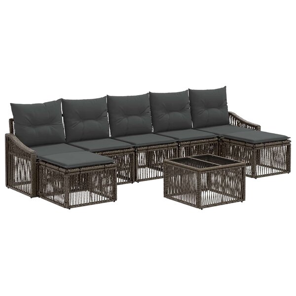 vidaXL Ensemble de canapé de jardin 8 Pièces Gris polyrotin