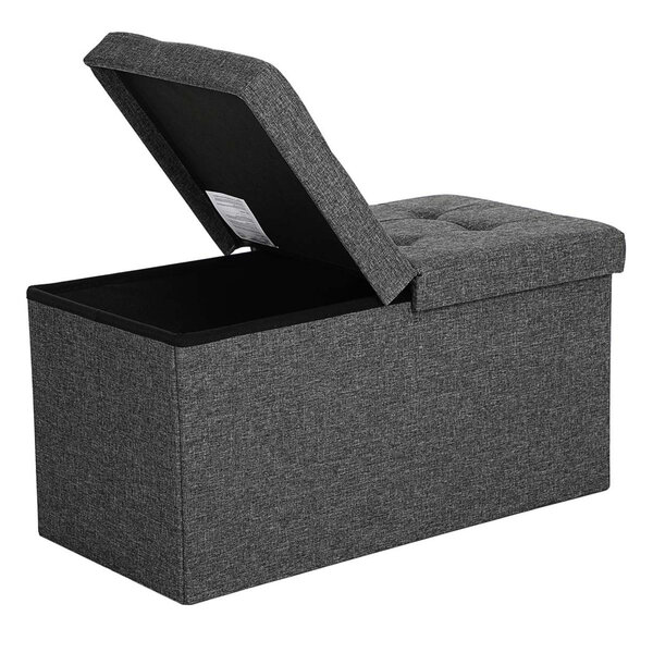 Coffre de rangement couvercle pliable par 2 côtés banc de rangement 300 kg charge admissible 76 x 38 x 38 cm gris 12_0005138
