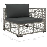 vidaXL Salon de jardin 6 Pièces avec coussins résine tressée gris