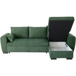 Canapé d'angle convertible réversible MAX - Méridienne avec coffre - Tissu vert foret - 240 x 143 x 85 cm
