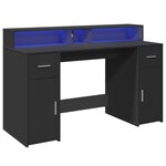 vidaXL Bureau avec lumières LED noir 140x55x91 cm bois d'ingénierie