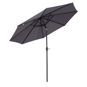 Parasol en métal rond polyester 180g/m² manivelle inclinable Ø 3 x 2 45 m gris