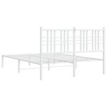 vidaXL Cadre de lit métal avec tête de lit blanc 140x190 cm