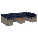 vidaXL Ensemble de canapé de jardin 11 Pièces Gris et bleu marine