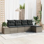 vidaXL Ensemble de 5 Canapés de Jardin avec Coussins Gris en Rattan