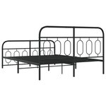 vidaXL Cadre de lit métal sans matelas avec pied de lit noir 135x190cm