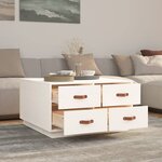 vidaXL Table basse Blanc 80x80x45 cm Bois massif de pin