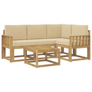 vidaXL Ensemble de canapés d'extérieur 5 pc Blanc et Beige
