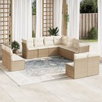 vidaXL Salon de jardin 11 Pièces avec coussins beige résine tressée