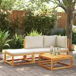 vidaXL Salon de jardin avec coussins 3 Pièces bois massif d'acacia