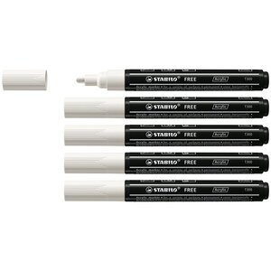 Marqueur pointe moyenne FREE acrylic T300 blanc x 5 STABILO