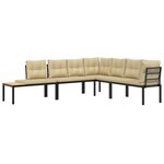 vidaXL Ensemble de banc de jardin avec coussins 4 Pièces noir