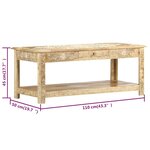 vidaXL Table basse peinte à main 110x50x45 cm Bois de manguier massif