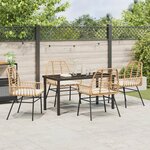 vidaXL Ensemble de salle à manger de jardin 5 pièces avec coussins Marron Poly Rattan