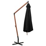 vidaXL Parasol de jardin suspendu avec mât noir bois de sapin massif