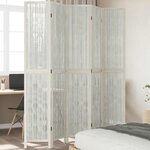 vidaXL Cloison de séparation 5 panneaux blanc bois de paulownia massif
