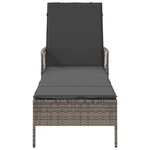 vidaXL Chaise longue avec coussin Gris 157 x 55 x 92cm polyrotin