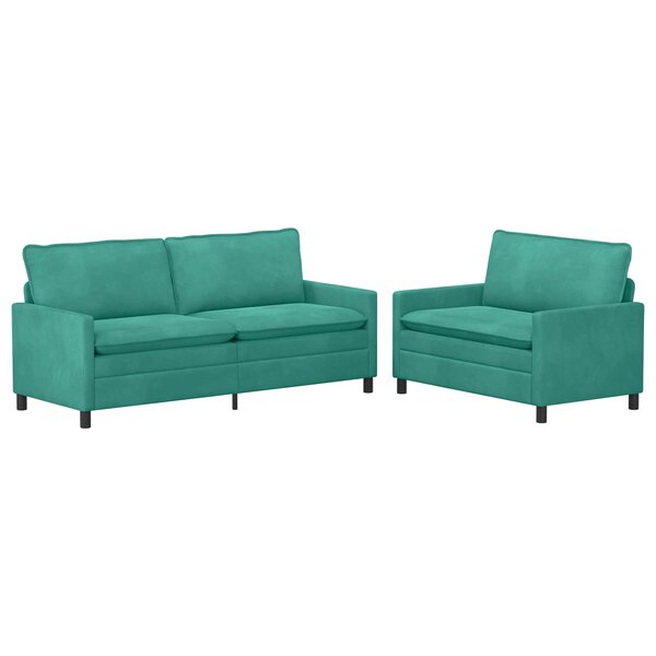 vidaXL Ensemble de Canapés 2 Pièces Turquoise Velours