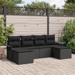 vidaXL Ensemble de Canapés de Jardin 6 Pièces avec Coussins Noir Poly Rattan