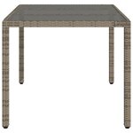 vidaXL Table de jardin dessus en verre Gris 150x90x75cm Résine tressée