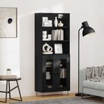 vidaXL Haut Armoire 2 Pièces Chêne noir Bois d'ingénierie