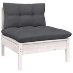 vidaXL Salon de jardin 7 Pièces avec coussins Blanc Bois de pin massif