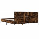vidaXL Cadre de lit chêne fumé 120x190 cm bois d'ingénierie et métal