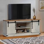 VidaXL Meuble TV HALDEN 2 portes coulissantes blanc 150x40x60 cm