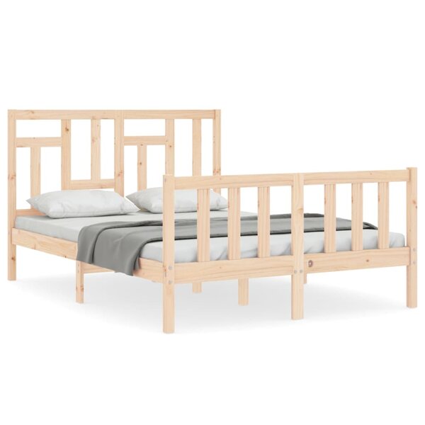 vidaXL Cadre de lit avec tête de lit 140x190 cm bois massif