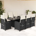 vidaXL Ensemble à manger de jardin 9Pièces coussins noir résine tressée