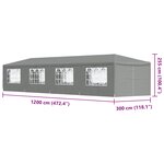 vidaXL Tente de fête 1200 x 300 x 255 cm Gris clair PE et acier