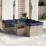 vidaXL Salon de jardin avec coussins 9 Pièces gris résine tressée acacia