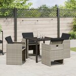 vidaXL Ensemble de dining de jardin 5 pièces avec coussins en rattan poly gris clair