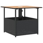 vidaXL Table de jardin avec trou de parasol noir résine tressée