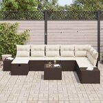 vidaXL Ensemble de canapé de jardin 9 Pièces Marron polyrotin