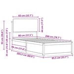 vidaXL Cadre de lit avec tête de lit rembourrée Gris foncé 80 x 200 cm